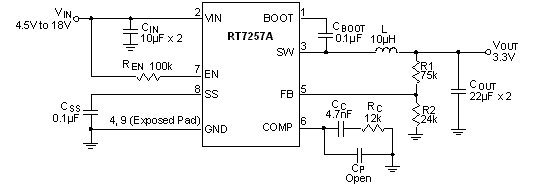 RT7257A - 3A, 18V, 340kHz Synchronous Step-Down Converter 