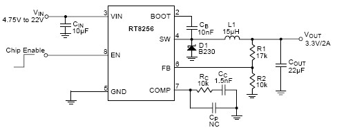 RT8256 - 2A, 22V, 400kHz Step-Down Converter | Richtek Technology