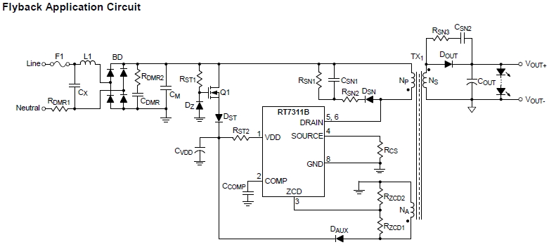 RT7311B - Phase-Cut Dimmable Primary-Side Regulation LED Driver ...